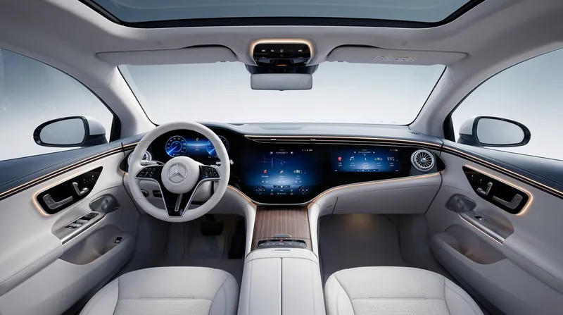 The optional MBUX Superscreen spans the entire width of the dashboard.