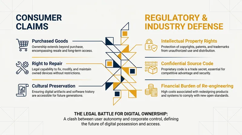 The debate pits consumer protection frameworks against established intellectual property laws.