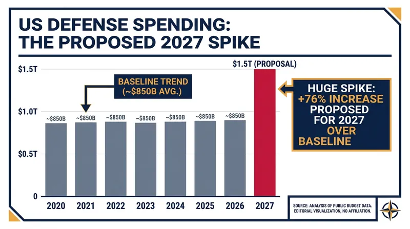 The proposed 2027 budget represents a roughly 50 percent increase over previous baseline spending.