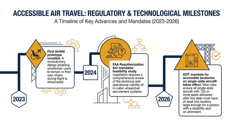 The regulatory and technological timeline pushing airlines toward full cabin accessibility.