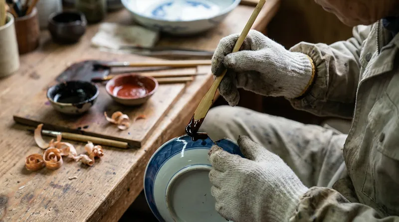 Raw urushi lacquer contains urushiol, requiring artisans to work with extreme care to avoid severe allergic reactions.