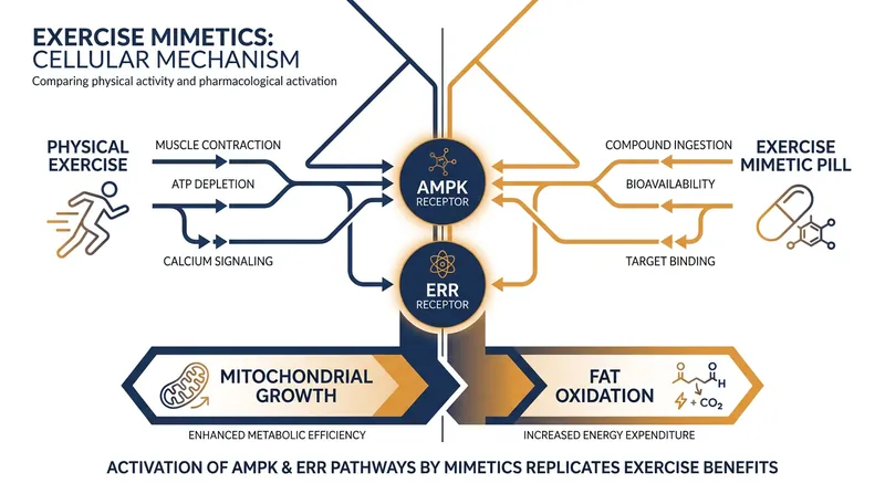 Exercise mimetics target the same energy-sensing pathways activated by physical exertion.