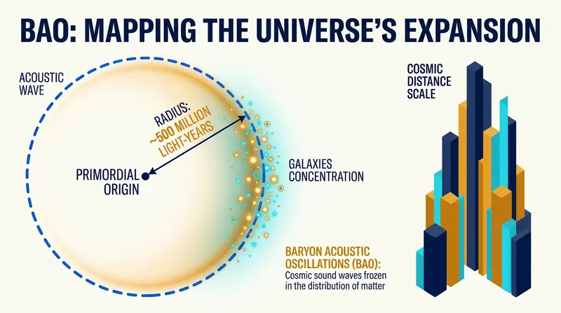 Baryon Acoustic Oscillations act as a 'standard ruler,' allowing astronomers to measure exact distances across the universe.