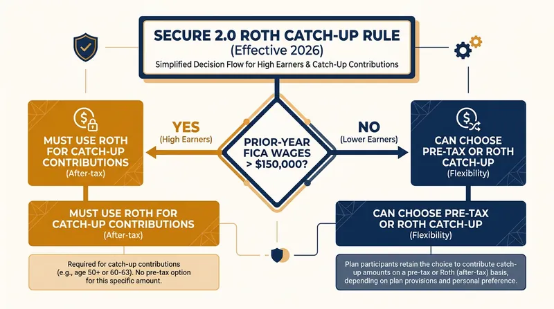 How the new SECURE 2.0 income threshold determines your catch-up contribution options.