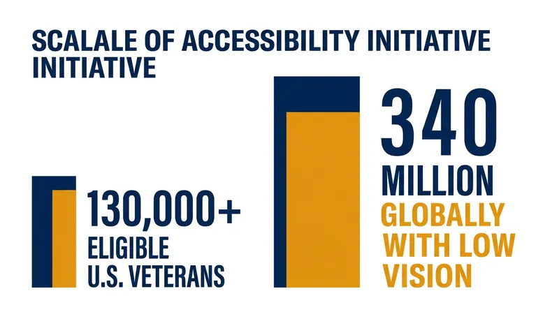 The veteran donation program represents a massive deployment, but the global addressable market for low-vision wearables remains vast.