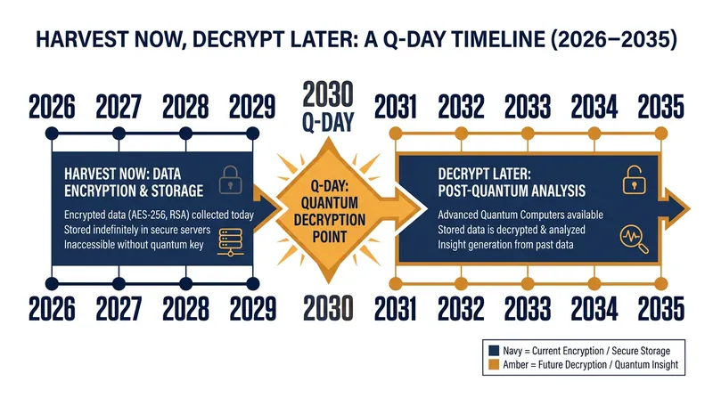 How the 'Harvest Now, Decrypt Later' strategy exposes data encrypted today.