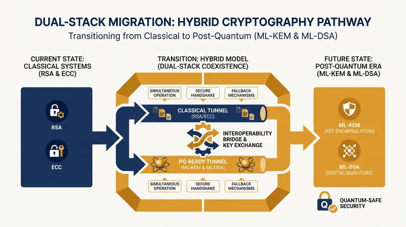 The hybrid 'dual-stack' approach ensures backward compatibility during the transition.