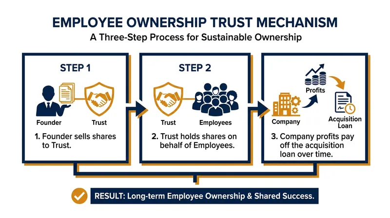 How an Employee Ownership Trust finances a buyout without requiring workers to pay out of pocket.