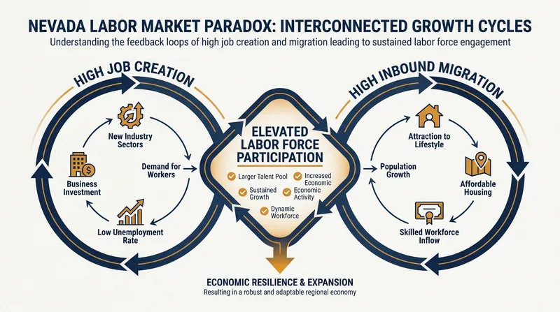 How high job creation and inbound migration combine to keep Nevada's labor force participation elevated.