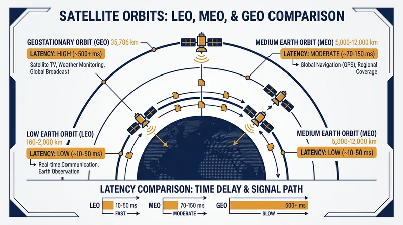 Low Earth Orbit (LEO) satellites operate much closer to the planet, drastically reducing data transmission delays.