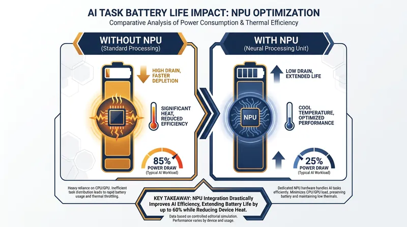 Offloading AI tasks to the NPU dramatically improves thermal efficiency and battery life.