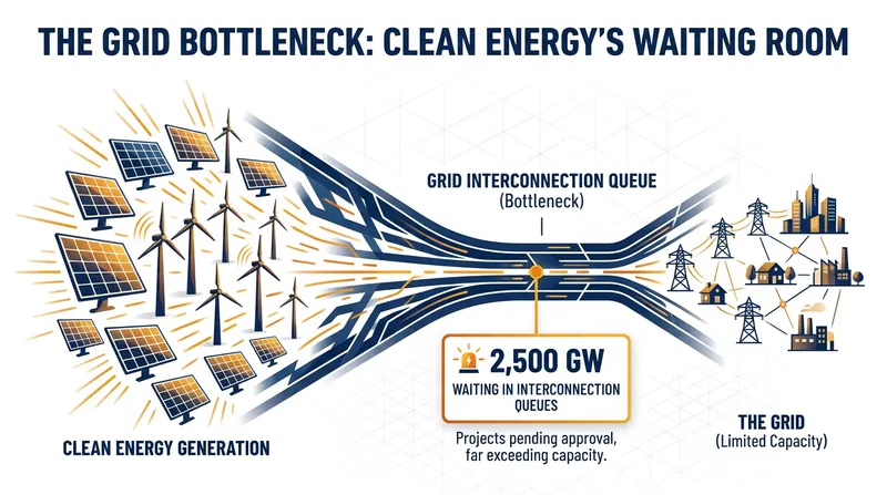 Over 2,500 gigawatts of clean energy projects are currently waiting for grid connection approval.