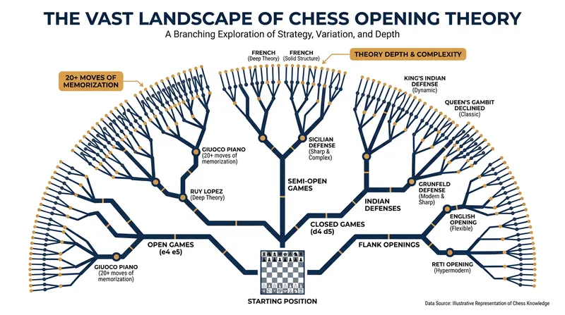Classical chess theory requires players to memorize deep, branching lines of engine-approved moves.