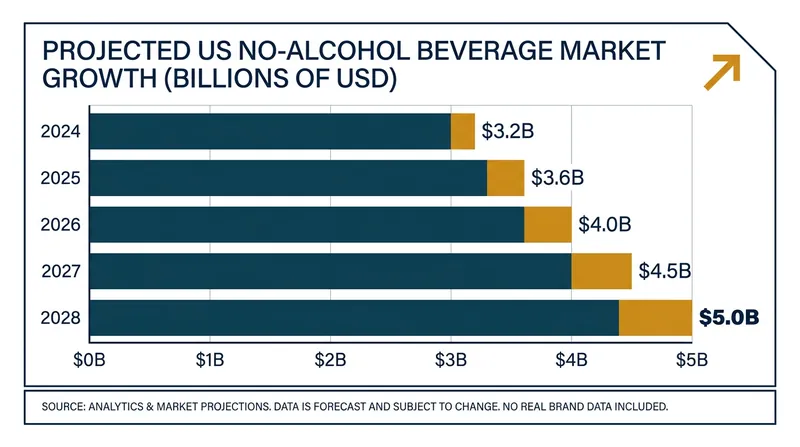 The US no-alcohol segment is projected to approach $5 billion by 2028.