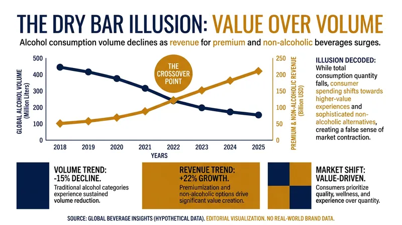 The Dry Bar Illusion: How premiumization keeps bar revenues high despite falling alcohol volumes.
