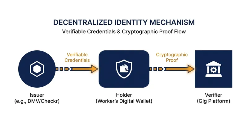 How decentralized identity shifts control of data from centralized platforms to the individual worker.
