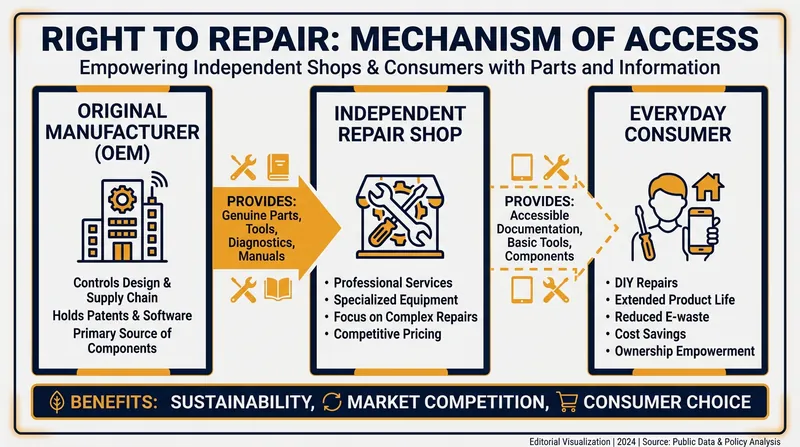 How Right to Repair laws democratize access to hardware components and schematics.
