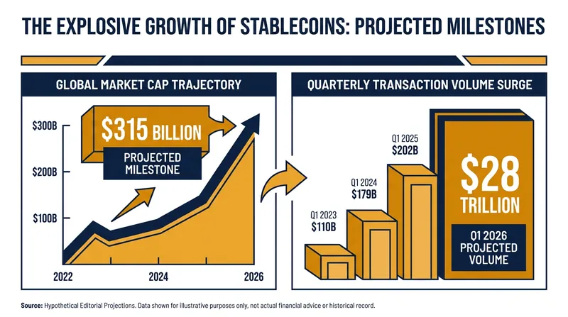Stablecoin transaction volumes hit a record $28 trillion in the first quarter of 2026.