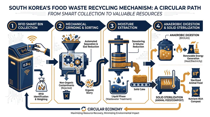The journey of food waste: from smart bins to renewable energy and agricultural resources.