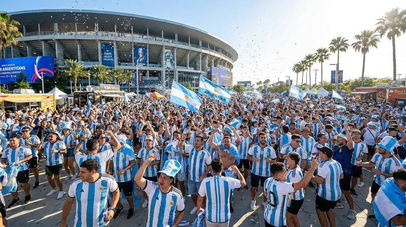 Fans gather outside Kansas City Stadium to witness a historic moment in international soccer.