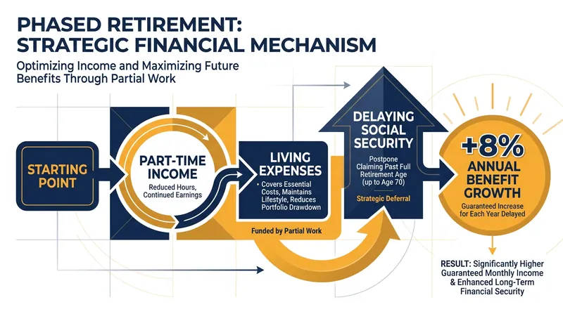 Working part-time allows retirees to delay claiming Social Security, permanently increasing their baseline government income.