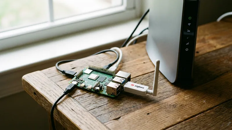 A dedicated local hub, like a Raspberry Pi running Home Assistant, acts as the brain of the smart home.
