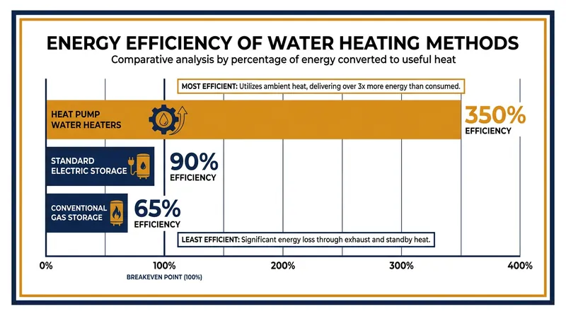 Heat pump models boast efficiency ratings three to four times higher than standard electric resistance tanks.