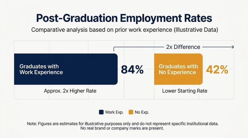 Recent data shows that any form of work experience roughly doubles a graduate's chances of securing immediate employment.