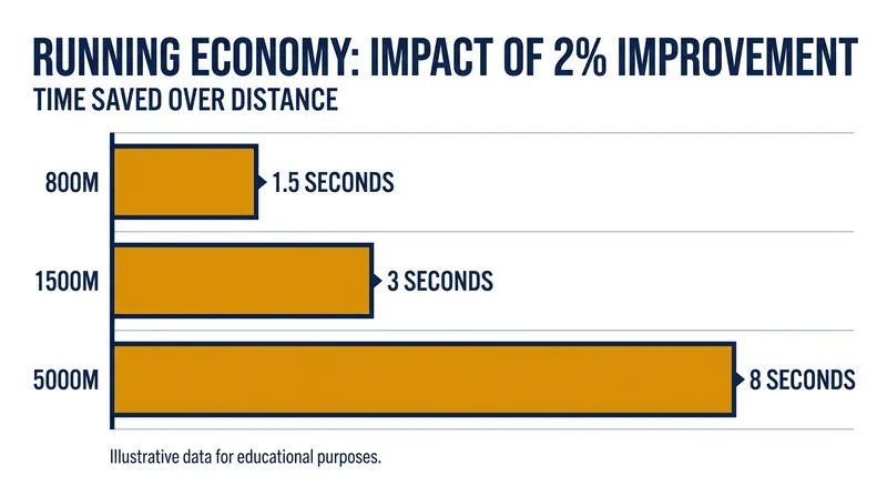 A 2% improvement in running economy translates to massive time advantages at elite distances.