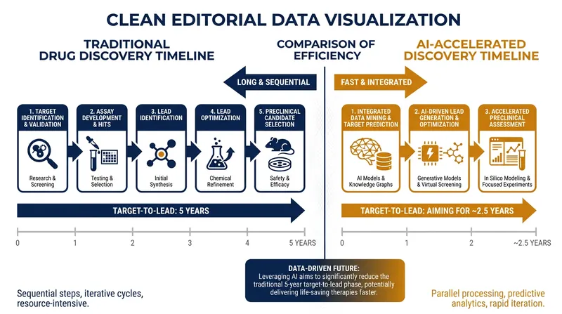 Pharmaceutical companies expect AI to cut the early-stage drug discovery timeline in half.