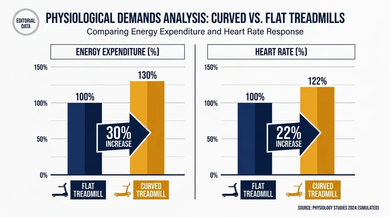 Studies consistently show that self-powered treadmills demand significantly more oxygen and energy at the same speed.