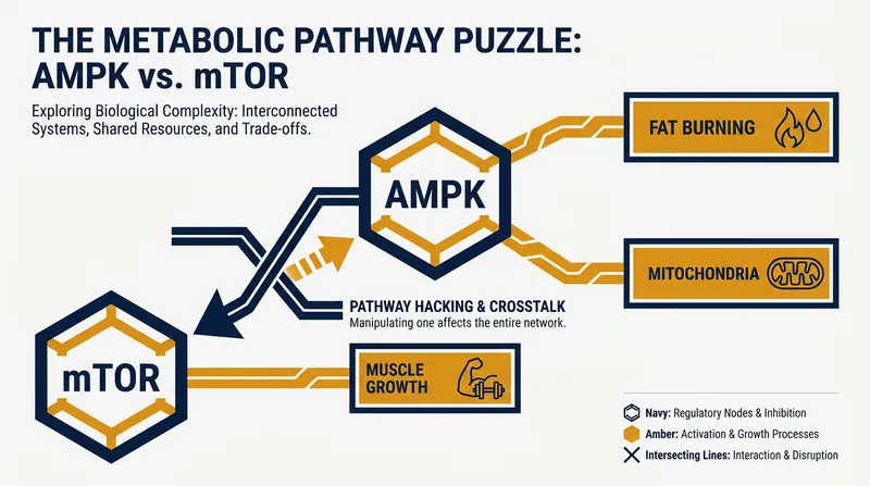 Metabolic pathways are deeply interconnected, making drug development highly complex.