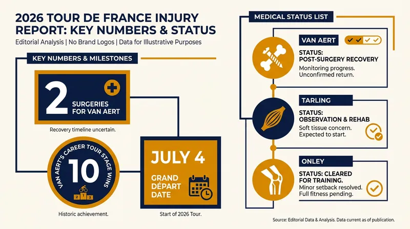 Key injury updates and numbers ahead of the 2026 Tour de France.