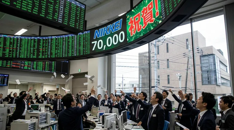 The Tokyo Stock Exchange surged past 70,000, driven heavily by a rally in the banking sector.