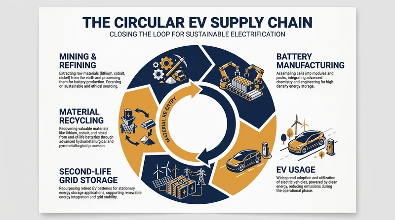 The circular economy aims to decouple electric vehicle growth from the continuous mining of raw materials.