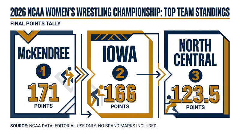 McKendree University edged out the University of Iowa for the first team title.