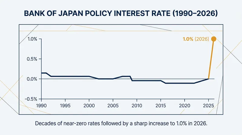 Japan's policy interest rate has returned to levels unseen since the aftermath of its 1990s asset bubble.