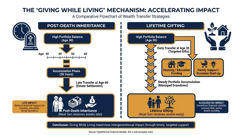 Targeted early transfers can resolve financial bottlenecks for younger generations without compromising the giver's core retirement security.