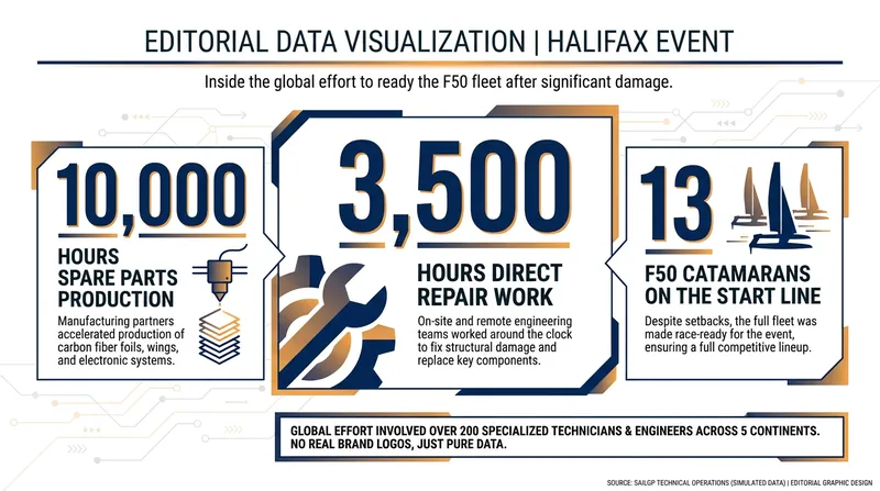 The massive engineering effort required to repair the fleet in time for the Canada SailGP.