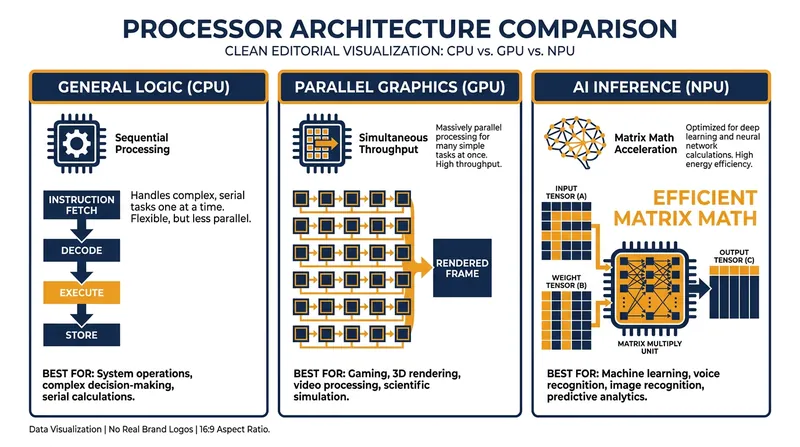 The Neural Processing Unit (NPU) is purpose-built to handle the specific math required by AI models without draining battery life.