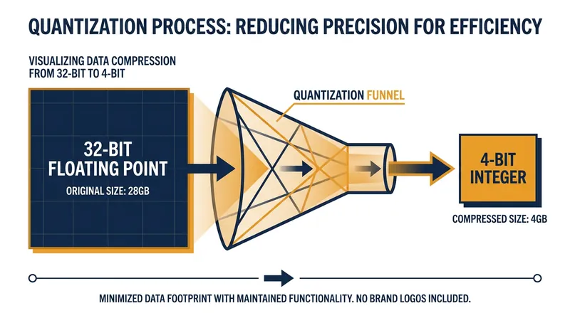 Quantization compresses massive AI models into smaller formats, allowing them to fit into standard laptop memory.