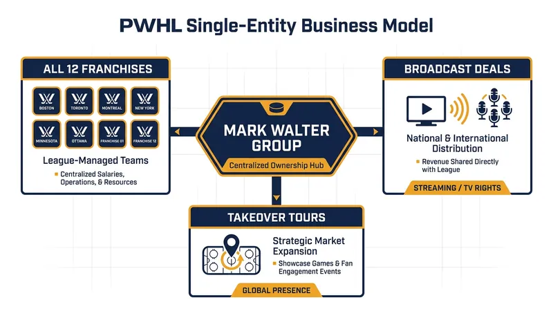 Unlike traditional leagues, the PWHL's single-entity model places all teams under one ownership umbrella.