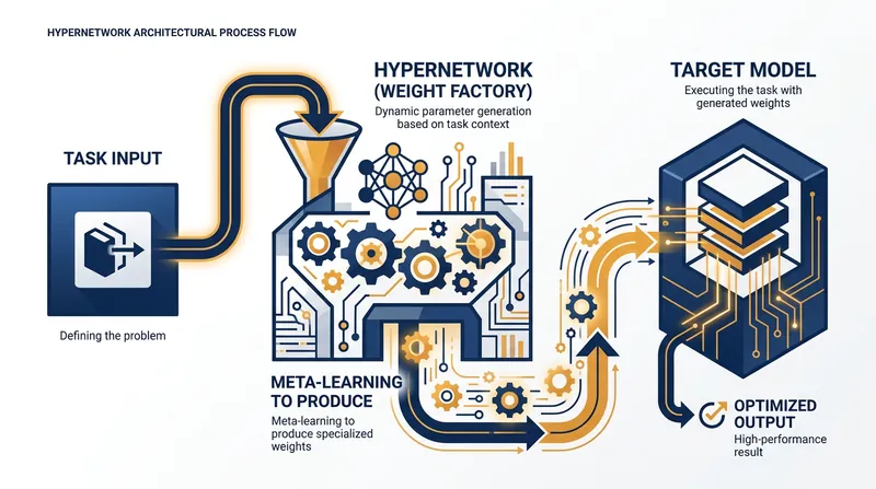 Instead of altering the base model, a hypernetwork generates a temporary adapter for the specific task.