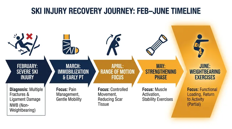 Timeline of Vonn's recovery from the Milano-Cortina downhill crash.