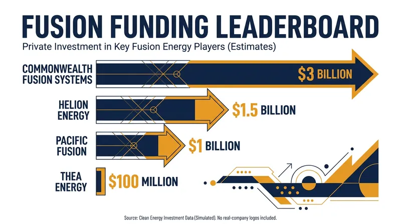 The most heavily funded private fusion startups as of mid-2026.