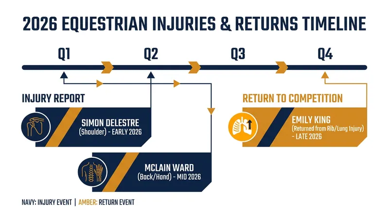 Several top-ranked riders have faced significant recovery periods during the 2026 season.