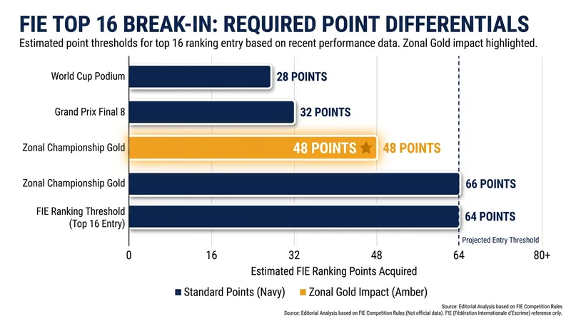 A Zonal gold medal offers enough points to vault a fencer directly into the coveted Top 16.