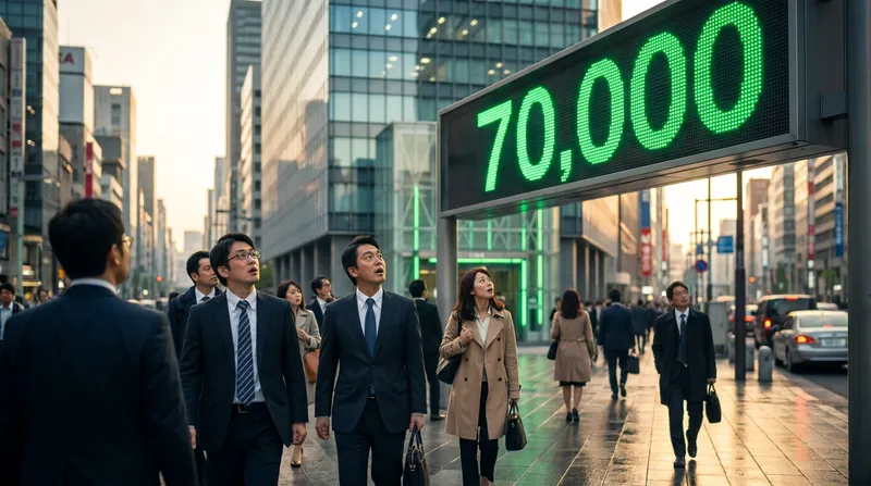 The Nikkei 225 index briefly crossed the historic 70,000-point threshold following the rate announcement.