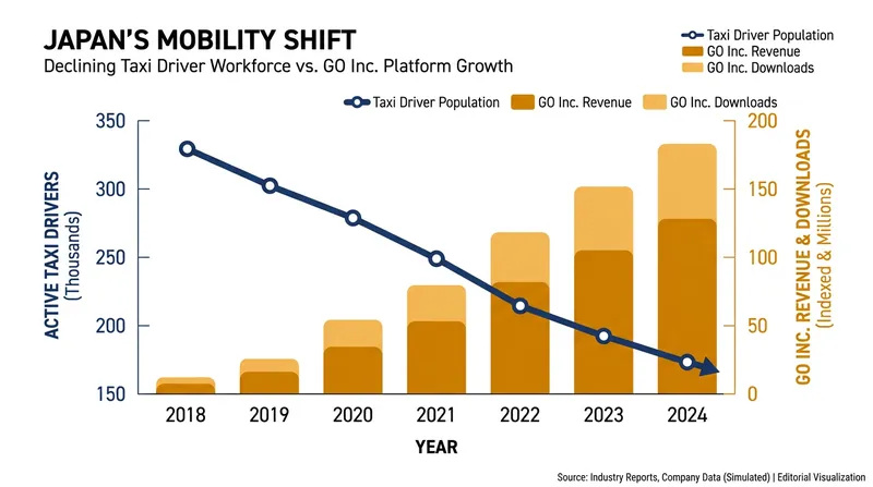 As Japan's aging population forces a decline in human drivers, GO's digital dispatch revenue has surged.