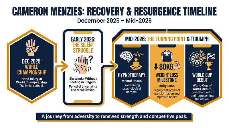The timeline of Menzies' physical and mental recovery.